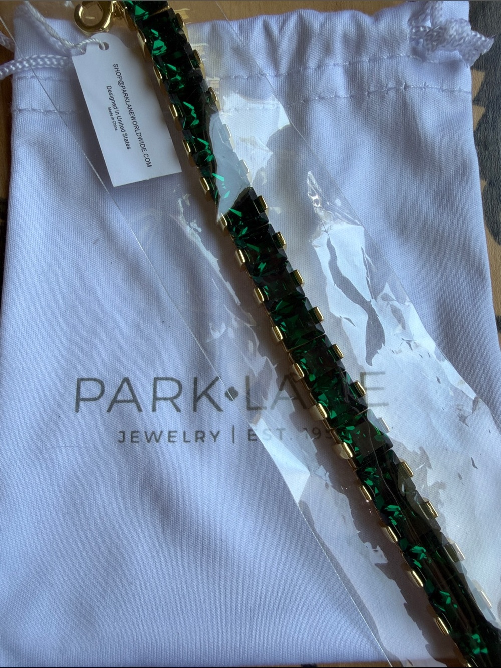 Park Lane Emerald Green and Gold Crystal Bracelet